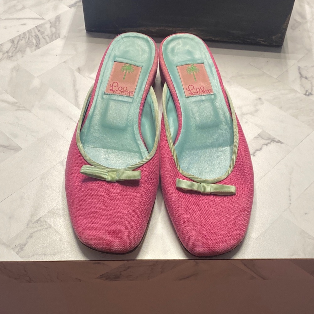 Lilly Pulitzer Pink and Green Slippers